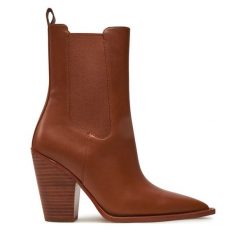 Kowbojki Michael Kors. Brązowe botki Michael Kors, bez wzorów, bez obcasa, na słupku, bez zapięcia. Za 1,239.00 zł.