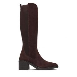 Kozaki Lasocki. Brązowe kozaki Lasocki, bez obcasa, na słupku, bez zapięcia. Za 349.99 zł.