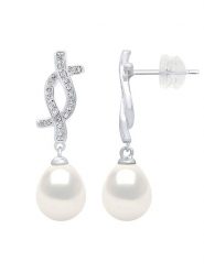 Mitzuko Srebrne kolczyki-wkrętki z perłami rozmiar: onesize. Szare kolczyki Mitzuko, z cyrkonią, srebrne. Za 282.80 zł.