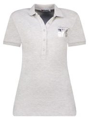 Geographical Norway Koszulka polo w kolorze jasnoszarym rozmiar: S. Szare bluzki Geographical Norway, s, bez wzorów, bez kołnierzyka, bez ramiączek. Za 90.45 zł.