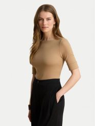 LAUREN RALPH LAUREN Bluzka 200654963504 Beżowy ciemny Slim Fit. Brązowe bluzki Lauren Ralph Lauren, xxl, bez wzorów, z bawełny, bez kołnierzyka, bez ramiączek. Za 289.99 zł.