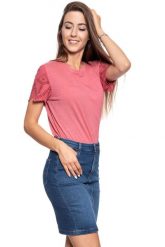MUSTANG T SHIRT DAMSKI Alina C Embro 1009459 8271. Czerwone t-shirty Mustang, s, z aplikacjami, z koronki, bez kołnierzyka, bez ramiączek. W wyprzedaży za 39.99 zł.