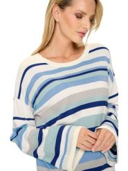 Heine Sweter w kolorze kremowo-niebieskim rozmiar: 46. Niebieskie swetry Heine, bez wzorów, bez ramiączek. Za 86.99 zł.