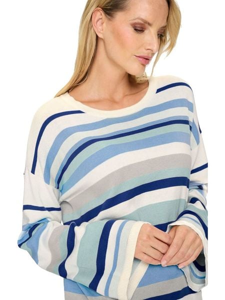 Heine Sweter w kolorze kremowo-niebieskim rozmiar: 38. Niebieskie swetry Heine, bez wzorów, bez ramiączek. Za 72.95 zł.