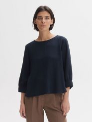 OPUS Bluzka w kolorze granatowym rozmiar: 36. Niebieskie bluzki Opus, bez wzorów, bez kołnierzyka, bez ramiączek. Za 121.99 zł.