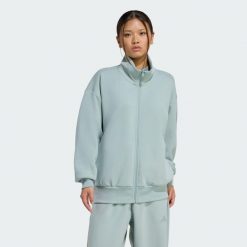 Bluza Soft Lux Loose Full-Zip. Zielone bluzy Adidas, l, bez wzorów, bez kaptura. Za 349.00 zł.