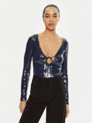 BARDOT Body 59471TB Niebieski Slim Fit. Niebieskie body Bardot, bez wzorów, z syntetyku. Za 249.99 zł.