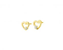 Kolczyki z żółtego złota z diamentami - serca - 0,008 ct - próba 375. Żółte kolczyki Apart, z diamentem, złote. Za 559.00 zł.