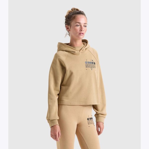Bluza damska DIADORA L. HOODIE CROP MANIFESTO. Brązowe bluzy Diadora, l, bez wzorów, bez kaptura. Za 139.99 zł.