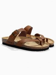 BACKSUN Klapki "Annie" w kolorze jasnobrązowym rozmiar: 41. Brązowe klapki Backsun, bez wzorów, z otwartym noskiem, bez obcasa. Za 130.99 zł.