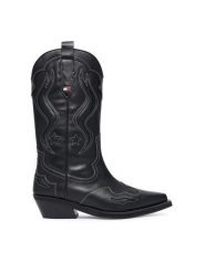 Tommy Jeans Kowbojki Archive Cowboy Boot Leather EN0EN03046 Czarny. Czarne kozaki Tommy Jeans, z jeansu, bez obcasa, na płaskiej podeszwie, bez zapięcia. Za 1,099.00 zł.