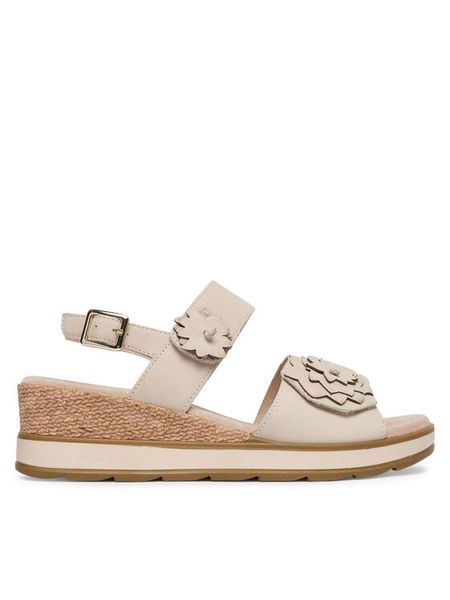 Caprice Sandały 9-28711-46 Szary. Szare sandały Caprice, bez wzorów, z nubiku, bez obcasa, na koturnie, bez zapięcia. Za 235.99 zł.