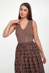 Top damski z cekinami Acaici WEEKEND MAX MARA. Topy Weekend Max Mara, xs, bez wzorów, bez kołnierzyka, bez ramiączek. Za 879.00 zł.