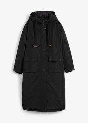 Długa parka. Czarne parki bonprix, bez kaptura. Za 339.99 zł.