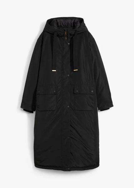 Długa parka. Czarne parki bonprix, bez kaptura. Za 339.99 zł.