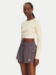 Adidas Bluzka Ribbed JD0013 Beżowy Slim Fit. Brązowe bluzki Adidas, l, bez wzorów, z bawełny, bez kołnierzyka, bez ramiączek. Za 109.99 zł.