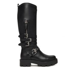 Kozaki Guess. Czarne kozaki Guess, bez obcasa, na płaskiej podeszwie, bez zapięcia. Za 819.99 zł.