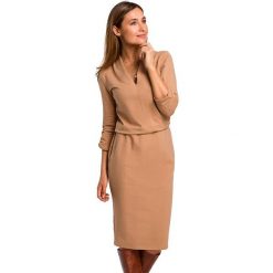 Stylove Sukienka w kolorze jasnobrązowym rozmiar: XL. Brązowe sukienki Stylove, xl, bez wzorów, z bawełny, bez kołnierzyka, bez ramiączek, midi. Za 180.49 zł.