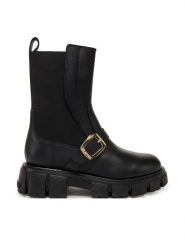 LOVE MOSCHINO Sztyblety JA24105G1NIA000036 Czarny. Czarne botki Love Moschino, bez wzorów, ze skóry, bez obcasa, na płaskiej podeszwie, bez zapięcia. Za 1,259.00 zł.