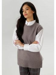 Aniston Bezrękawnik w kolorze szarym rozmiar: 40. Szare swetry Aniston, bez wzorów, bez ramiączek. Za 56.99 zł.