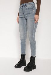 Niebieskie Jeansy Skinny z Bawełną z Regularnym Stanem Tevalka. Niebieskie jeansy Born2be, l, bez wzorów. Za 99.99 zł.