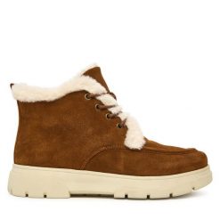 Botki Caprice. Brązowe botki Caprice, bez wzorów, bez obcasa, na płaskiej podeszwie, bez zapięcia. Za 589.99 zł.