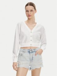 Guess Kardigan W5GR08 Z3MN2 Biały Regular Fit. Białe kardigany Guess, xxl, z aplikacjami, z wiskozy. Za 339.99 zł.