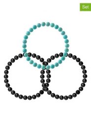 Pearline Bransoletki (3 szt.) z kamieniami szlachetnymi rozmiar: onesize. Czarne bransoletki Pearline, z agatem. Za 130.99 zł.