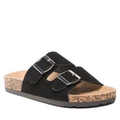 Klapki Jenny Fairy. Czarne klapki Jenny Fairy, bez wzorów, bez obcasa. Za 55.99 zł.