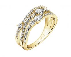 Pierścionek srebrny z cyrkoniami. Szare pierścionki Apart, z cyrkonią, pozłacane. Za 269.00 zł.