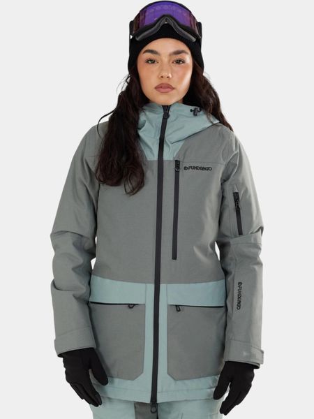 Kurtka Narciarska Damska Fundango Poplar ECO. Zielone kurtki narciarskie FUNDANGO, m, bez wzorów, z materiału, bez kaptura, narciarskie. Za 499.00 zł.