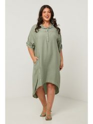 Curvy Lady Sukienka w kolorze khaki rozmiar: 40/42. Brązowe sukienki Curvy Lady, bez wzorów, klasyczne, bez kołnierzyka, bez ramiączek, midi. Za 154.79 zł.