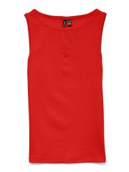 Vero Moda Top w kolorze czerwonym rozmiar: S. Czerwone topy Vero Moda, s, bez wzorów, z bawełny, bez kołnierzyka, bez ramiączek. Za 52.95 zł.