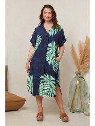 Curvy Lady Sukienka w kolorze granatowo-turkusowym rozmiar: 40/42. Niebieskie sukienki Curvy Lady, bez wzorów, z wiskozy, klasyczne, bez kołnierzyka, bez ramiączek, midi. Za 92.21 zł.
