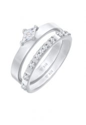 Elli Damski zestaw soliter zaręczyny z kryształami cyrkonii w srebrze 925 Sterling Silver Pierścionki 1 ct. Szare pierścionki Elli, z cyrkonią, srebrne. Za 223.99 zł.