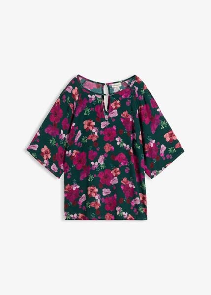 Tunika szyfonowa. Zielone tuniki bonprix, bez wzorów, z szyfonu, eleganckie, bez kołnierzyka, bez ramiączek. Za 129.99 zł.