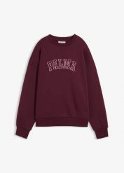 Bluza oversize z mieszanki bawełny. Czerwone bluzy bonprix, bez wzorów, z bawełny, bez kaptura. Za 109.99 zł.