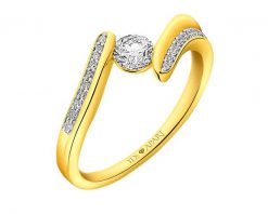 Pierścionek z żółtego złota z brylantami - 0,39 ct - próba 750. Żółte pierścionki Apart, z brylantem, złote. Za 9,590.00 zł.