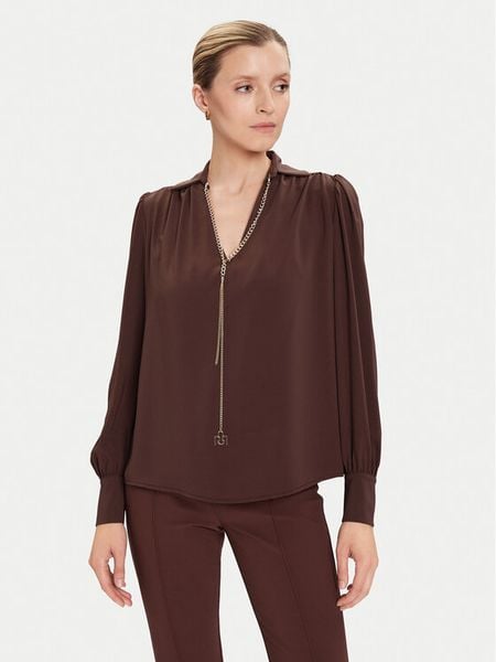 Rinascimento Bluzka CFC0125721003 Brązowy Regular Fit. Brązowe bluzki Rinascimento, s, bez wzorów, z syntetyku, bez kołnierzyka, bez ramiączek. Za 259.99 zł.