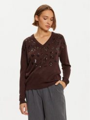 LOLA CASADEMUNT Sweter LF2411007 Brązowy Regular Fit. Brązowe swetry LOLA CASADEMUNT, xs, bez wzorów, z wiskozy, bez ramiączek. Za 239.99 zł.