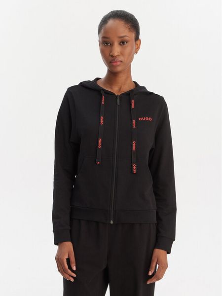 HUGO Bluza 50556350 Czarny Regular Fit. Czarne bluzy Hugo, s, bez wzorów, z bawełny, bez kaptura. Za 309.99 zł.