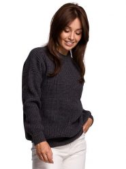 Be Wear Sweter w kolorze antracytowym rozmiar: L/XL. Czarne swetry Be Wear, l, bez wzorów, z wełny, bez ramiączek. Za 236.95 zł.