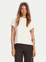 Tommy Hilfiger T-Shirt Gold Button WW0WW47455 Écru Regular Fit. T-shirty TOMMY HILFIGER, xl, bez wzorów, bez kołnierzyka, bez ramiączek. Za 259.99 zł.
