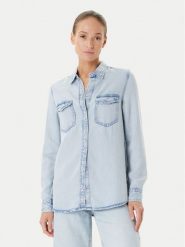 Guess Koszula jeansowa W5YH33 D4N61 Niebieski Regular Fit. Niebieskie koszule Guess, l, z aplikacjami, z jeansu, bez kołnierzyka, bez ramiączek. Za 479.99 zł.