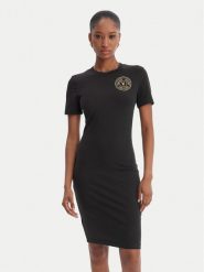 Versace Jeans Couture Sukienka codzienna 80HAOT02 CJ03T Czarny Slim Fit. Czarne sukienki Versace Jeans Couture, na co dzień, xs, bez wzorów, z bawełny, bez kołnierzyka, bez ramiączek, proste. Za 659.99 zł.