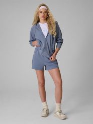 4F Bluza dresowa relaxed z kapturem damska - denim S. Niebieskie bluzy 4f, s, bez wzorów, z denimu, z kapturem. Za 169.99 zł.