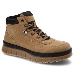 Brązowe Trapery Tommy Hilfiger Wygodne Buty Damskie. Brązowe botki TOMMY HILFIGER, ze skóry ekologicznej, trekkingowe. Za 319.00 zł.