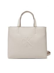 Calvin Klein Jeans Torebka Sculpted Mini Ew Tote LV04K3111G Écru. Torebki klasyczne Calvin Klein Jeans, bez wzorów, z jeansu, bez dodatków. Za 259.99 zł.