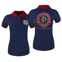 Koszulka polo damska JD ATTACK Pollyanna z krótkim rękawem. Niebieskie koszulki polo JD ATTACK, l, bez wzorów, bez kołnierzyka, bez ramiączek. Za 129.00 zł.