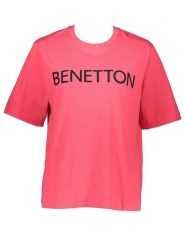 Benetton Koszulka w kolorze różowym rozmiar: XS. Różowe bluzki Benetton, xs, bez wzorów, z bawełny, bez kołnierzyka, bez ramiączek. Za 32.98 zł.
